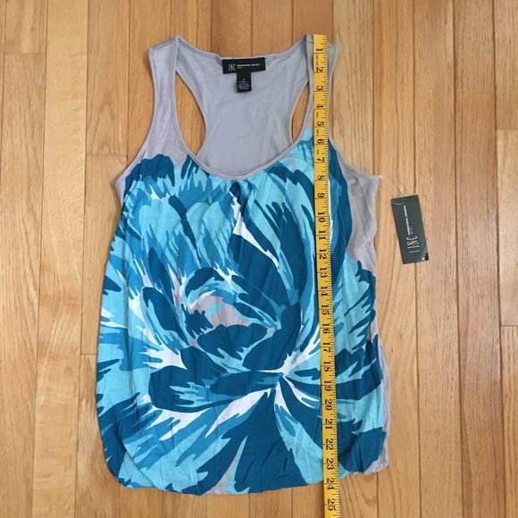 INC International Concepts Blue Grey Flower Racer back Tank Top Size P - Picture 4 of 7